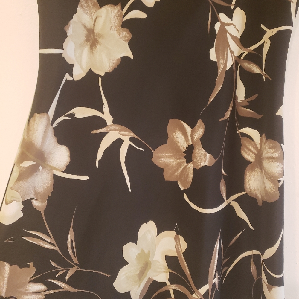 Dark brown and biege cute floral dress, Timing Inc, small